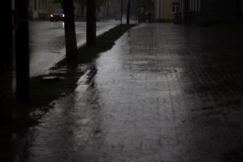 A dark rainy street