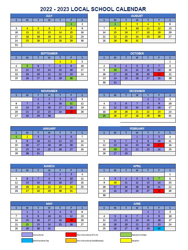 School Calendar 2022/2023 | Chilliwack School District #33