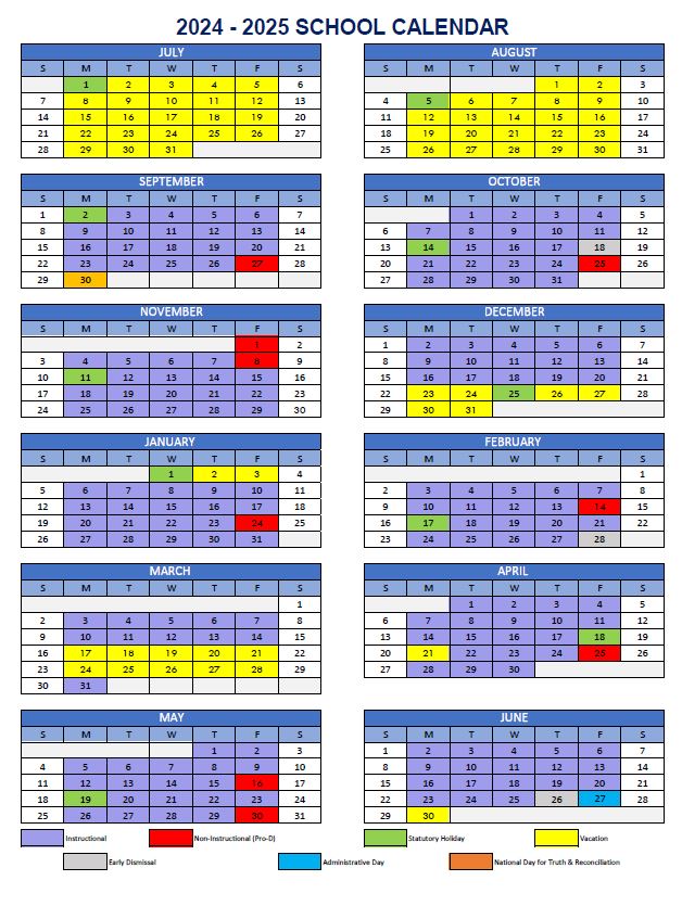 School Calendar 2024/2025 | Chilliwack School District #33