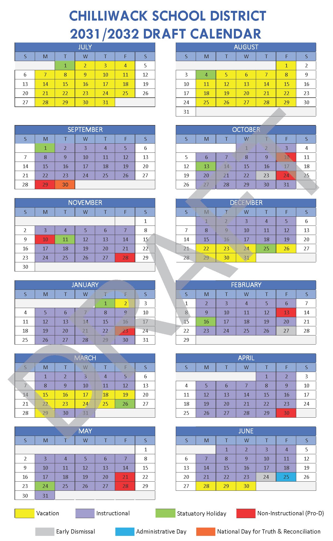 2031/2032 Draft School Calendar