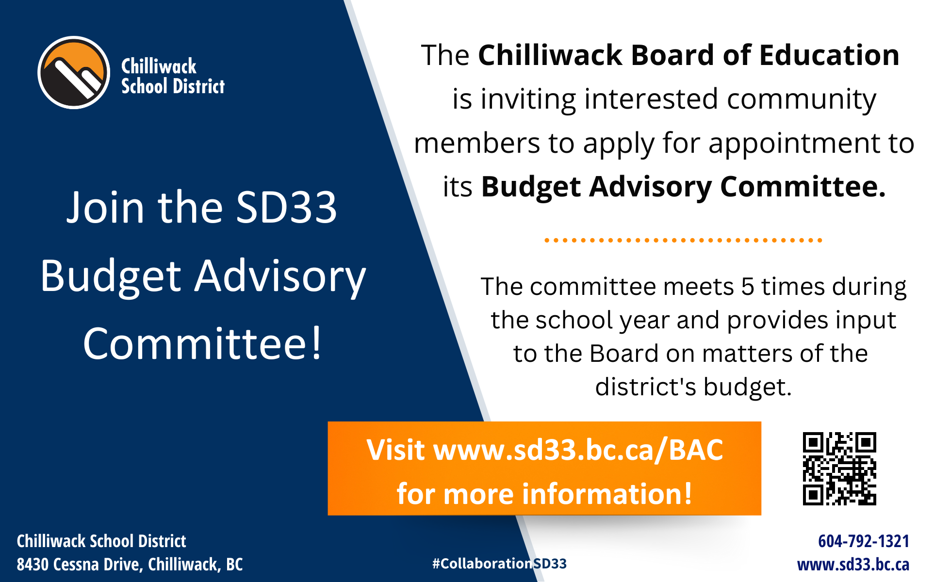 Image of an advertisement for the Budget Advisory Committee Committee Member Application