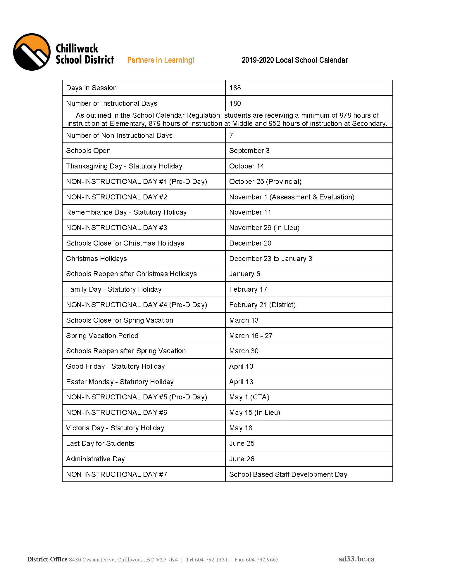 Linear Calendar 2019 - 2020