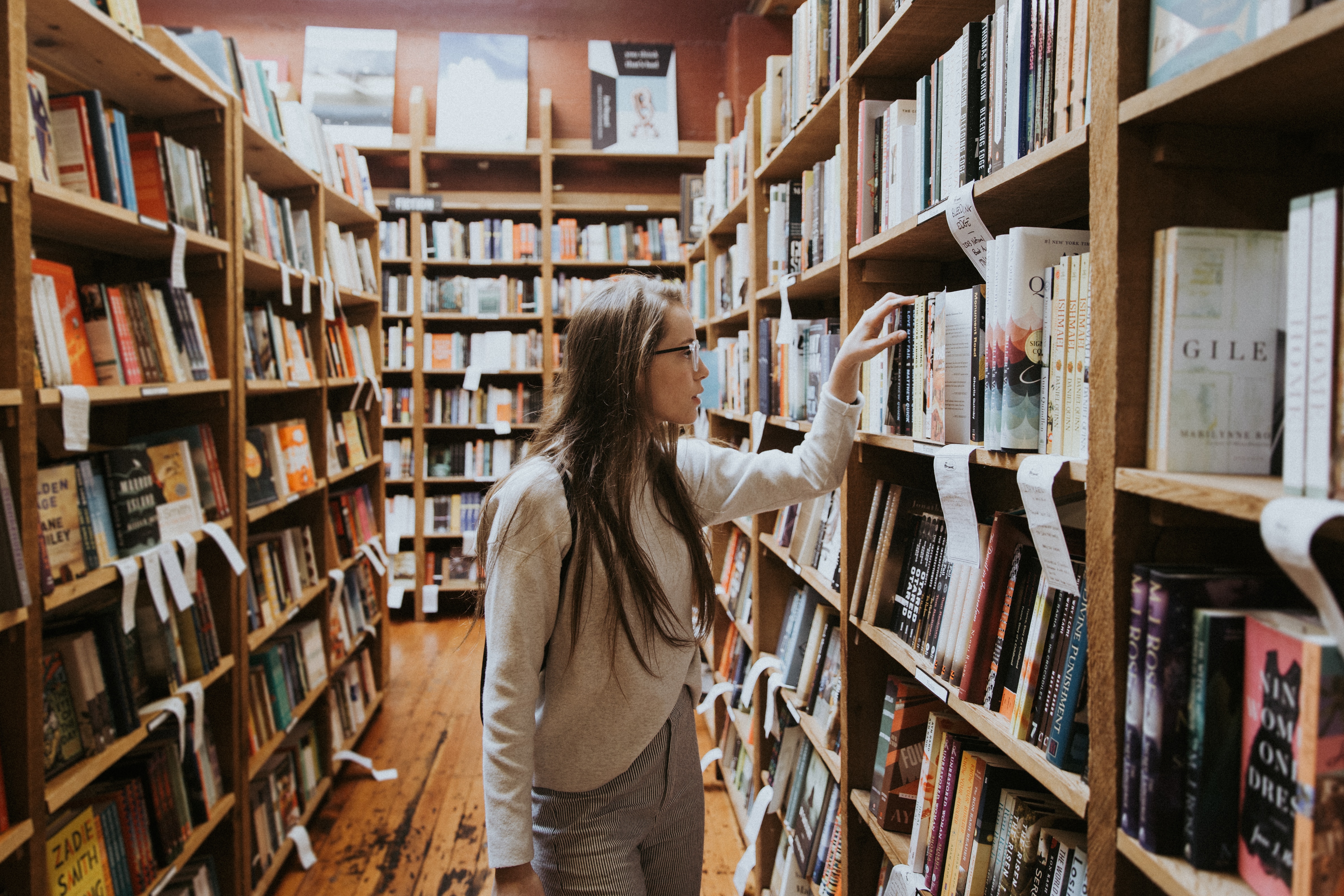 girl in library