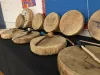 A row of hand drums. 